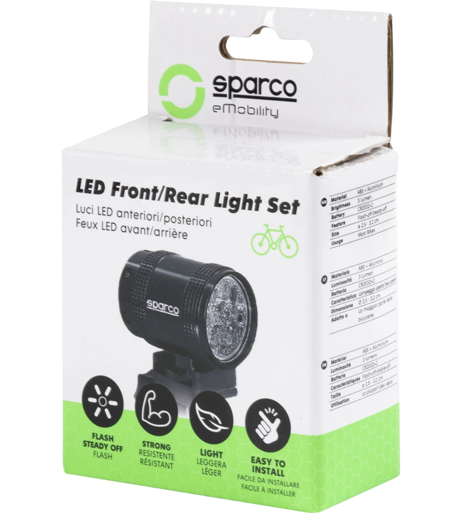SET LUCE PER BICICLETTA ANTERIORE E POSTERIORE SPARCO